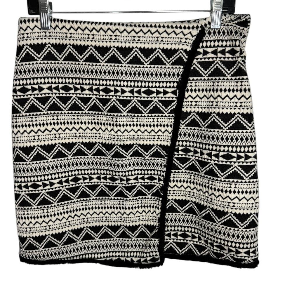 Potters Pot Wrap Skirt Aztec Tribal Black White Mini Boho Size L
